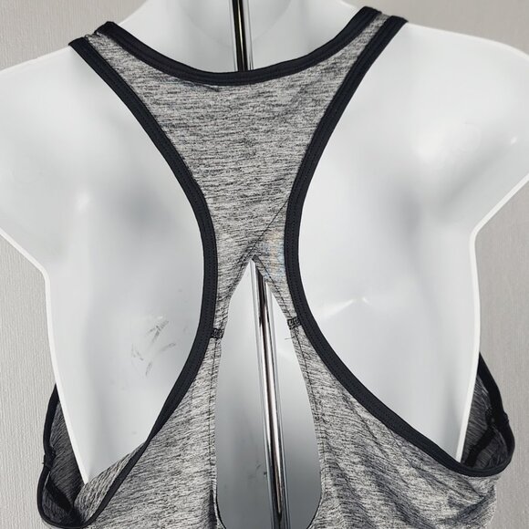 adidas Women's Grey Black Silver Keyhole Activewear Racerback Tank Top Size L - Picture 7 of 9